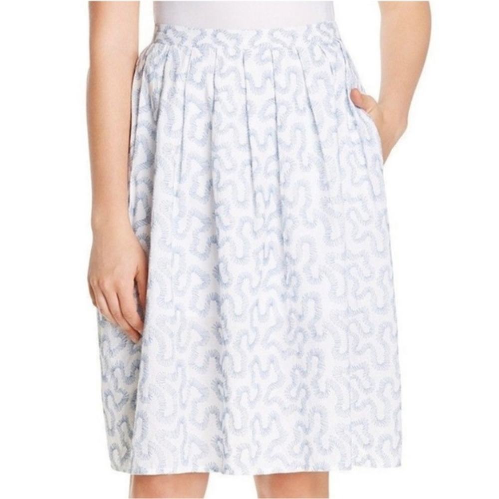 Michael Kors Pleated Blue Embroidered‎ Skirt Size 12